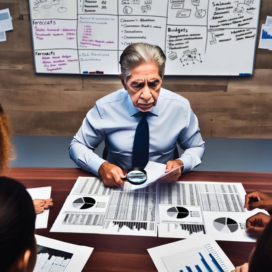 Man doing a forecast and budget for the sales team